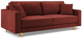 Canapea extensibila Dunas cu tapiterie din tesatura structurala si picioare din metal auriu, rosu