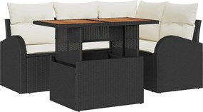 vidaXL Set de canapele pentru grădină 5 pcs Negru Rattan poli