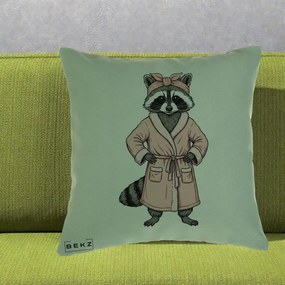 Perna Decorativa Albinuta Kawaii Vesela, 40x40 cm, Verde, Husa Detasabila, Perna Inclusa, BEKZ®
