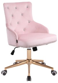 HR654CK Scaun Catifea Roz cu Bază Aurie