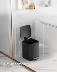 Coș de gunoi pentru baie NORD, 6 l, negru SongmicsHome