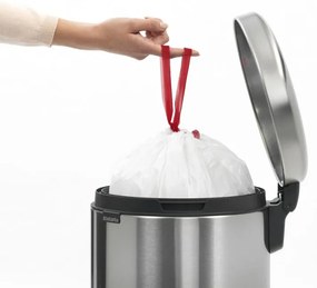 Coș cu pedală Brabantia NewIcon 649046, 20 l, închidere lină, bază antiderapantă, rezistent la amprente, Inox/Mate