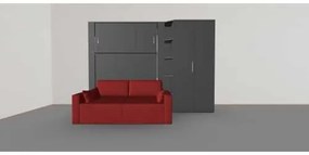 Set pat rabatabil dublu (150X200), canapea 2 locuri, 1 dulap (100 cm) si 1 mini biblioteca 24 cm - NOVA Wardrobe&amp;Fancy Sofa Set