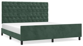3125949 vidaXL Cadru de pat cu tăblie, verde închis, 160x200 cm, catifea