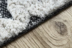 Covor ECO SISAL BOHO MOROC Etno Zig zag 22319 franjuri - două niveluri de lână gri / cremă, covor reciclat
