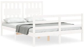 3194307 vidaXL Cadru de pat cu tăblie, alb, 120x200 cm, lemn masiv