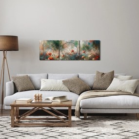 Tablou – Abstracție de câmp cu maci (cu ceas) (90x30 cm)