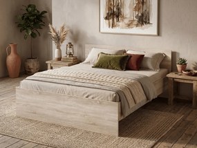 Pat ELISA 160 x 200 cm, stejar sonoma Saltele: Cu saltele Coco Maxi 20 cm, Somiera pat: Cu lamele curbate