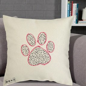 Perna Personalizata Labuta Dalmatian Roz Neon, 40x40 cm, Ecru, Husa Detasabila, Perna Inclusa, BEKZ®