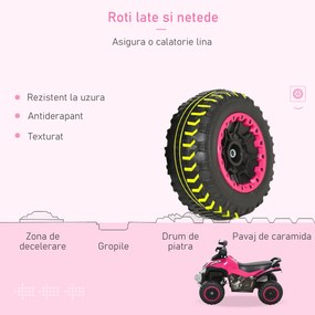 ATV Jucarie pentru copii Ride On cu lumini si sunete HOMCOM, miscare prin impingere varsta recomandata 18-36 luni, roz, 67,5x38x 44cm | Aosom RO