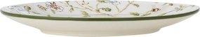 Set 4 farfurii din ceramică artizanală natur cu motive florale botanice multicolor, 20,5×2,5 cm, "Bloomie"