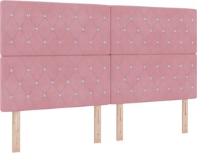 vidaXL Pat cu arc LED cu saltea cu headboard Roz 180 x 200 cm Catifea
