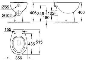 GROHE 39430000 - Vas WC pe pardoseală BAU CERAMIC 515 x 356 x 406 mm ceramică/alb