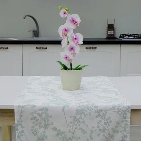 Traversa de masa 50x170 cm, 100% bumbac, alb/verde mint/gri