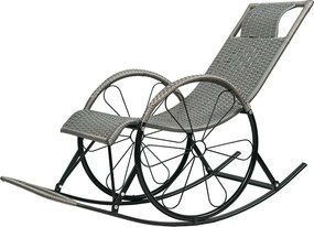 Scaun de balansare, ratan/metal, gri, ROKIN