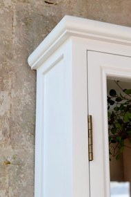 Vitrina alba, de perete, din lemn masiv si furnir, cu 2 usi si 3 rafturi, aspect rustic, Marseille
