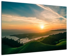 Tablou cu soarele răsărind deasupra mării (90x60 cm)