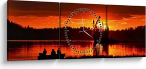Tablou - Pescari pe lac (cu ceas) (90x30 cm)