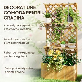 Outsunny Jardinieră din Lemn cu Suport pentru Plante și Orificii de Drenaj, 76x33x177 cm, Natural | Aosom Romania