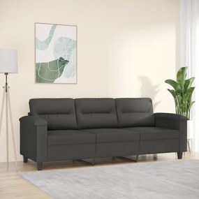 349229 vidaXL Canapea cu 3 locuri, gri închis, 180 cm, țesătură microfibră