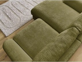 Colțar kaki cu tapițerie din chenille (cu colț pe partea stângă/cu șezlong) Leonore – Bobochic Paris