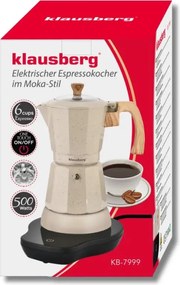 Aparat electric de cafea cubanez Klausberg KB 7999, 500 W, 6 cesti, Element de incalzire incorporat, Supapa de siguranta, Bej