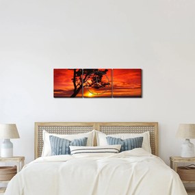 Tablou - Apus de soare (cu ceas) (90x30 cm)