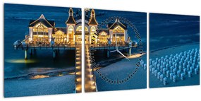 Tablou - hotel pe plajă (cu ceas) (90x30 cm)