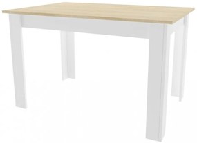 Masa de sufragerie alba cu blat in decor stejar sonoma, MADO 120x80