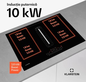 Klarstein Plită cu inducție AirJet 72 Down Air System + DownAir-hota, 10 000 W, 600 m³/h, Boost