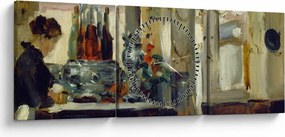 Tablou - Style of Edouard Manet, Bon Bock Cafe, reproducere (cu ceas) (90x30 cm)