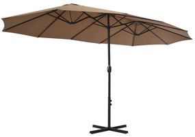 Umbrelă soare exterior cu stâlp aluminiu gri taupe 460x270 cm