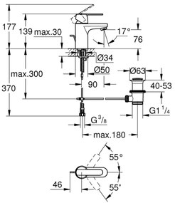 GROHE 32883000 - Baterie pentru lavoar GET, mărime S, crom lucios