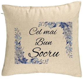 Perna Decorativa pentru Socrul 2, 40x40 cm, Bej, Husa Detasabila, Burduf