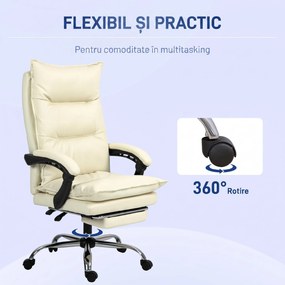 Vinsetto Fotoliu Birou Negru – Rabatabil, Suport Picioare &amp; Ergonomic | Aosom Romania