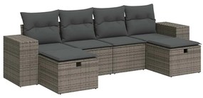 3325726 vidaXL Set mobilier grădină cu perne, 6 piese, gri, poliratan