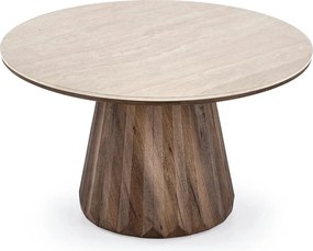 Masuta cafea DIAVOLA, travertin/nuc, 80x47 cm