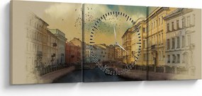 Tablou - Râul Moyka, Sankt Petersburg, Rusia (cu ceas) (90x30 cm)