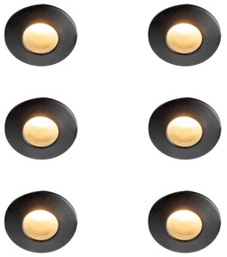 Set de 6 spoturi încastrate moderne negre IP44 - Gap