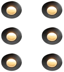 Set de 6 spoturi încastrate moderne negre IP44 - Gap