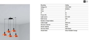 Lustra cu 5 pendule metal TATAWIN S orange