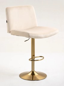 HR150W Scaun Crem din Catifea cu Bază Aurie