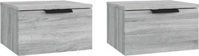 vidaXL Noptiere de perete, 2 buc., gri sonoma, 34x30x20 cm