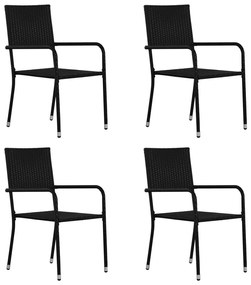 Set mobilier de gradina, 5 piese, negru, poliratan