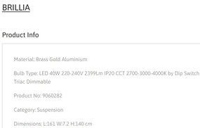 Lustra suspendata LED design liniar BRILLIA 40W, NVL-9060282