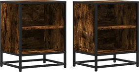 vidaXL Noptiera 2 buc stejar afumat 40x31x50cm lemn prelucrat si metal