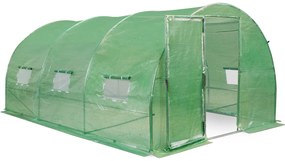 Solar de grădină cu cadru metalic 3x4,5m cu ușa Garden Point verde