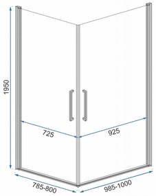 Cabina de dus patrata Rea Abra cu usi pivotante 90x90 negru mat