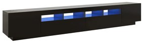 3081916 vidaXL Comodă TV cu lumini LED, negru, 260x35x40 cm
