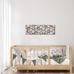 Tablou - Hexagoane design beton (cu ceas) (90x30 cm)